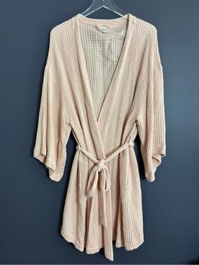 SOMA Light Ballet Pink Waffle Weave Kimono Sleeve Belted Robe Large / XL Cozy
